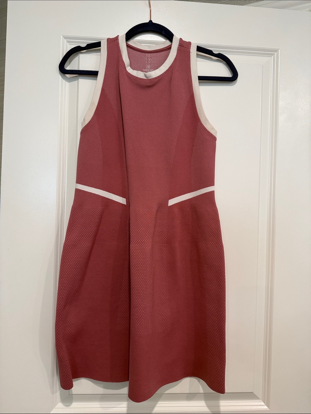 Sweaty Betty Rose Pink Sleeveless A-Line Dress with Cream Trim